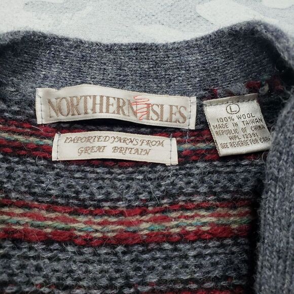 Northern Isles Vest Mens Large Gray Red Striped Button Up 100% Wool Grandpa Core - Picture 4 of 12